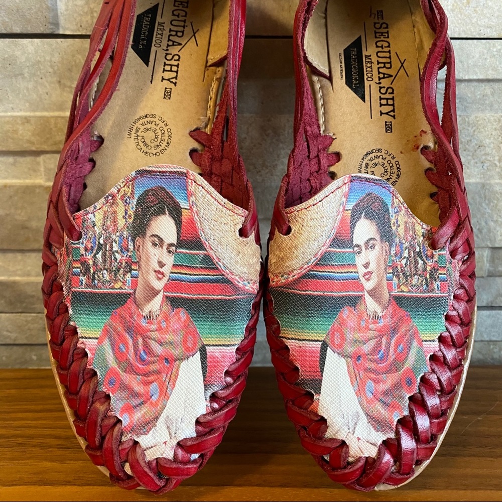 Sz 7 Huarache shoe Frida Alcatraz sandal in red leather ♥️♥️♥️♥️♥️♥️ - Picture 2 of 5